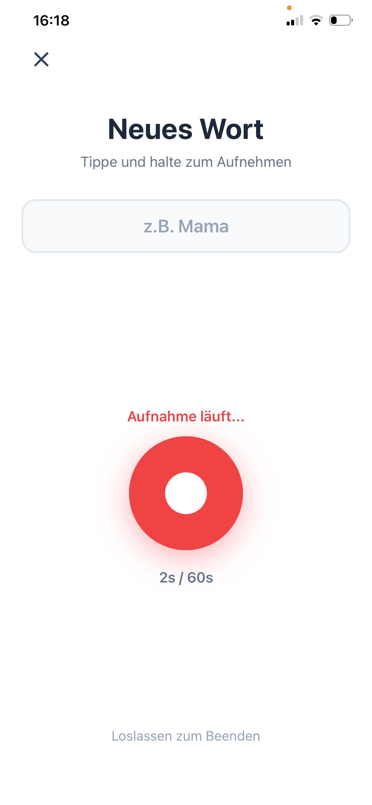 KliKla Neue Audio-Aufnahme App Screen – Kinderstimmen Tagebuch